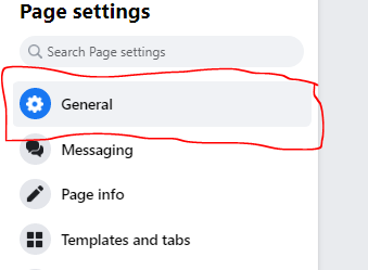 General settings tab on facebook