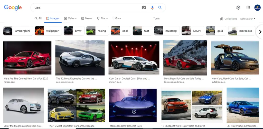 Google image search results for keyword "car"