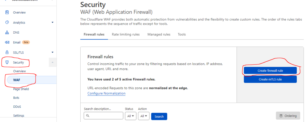create firewall rule on Cloudflare