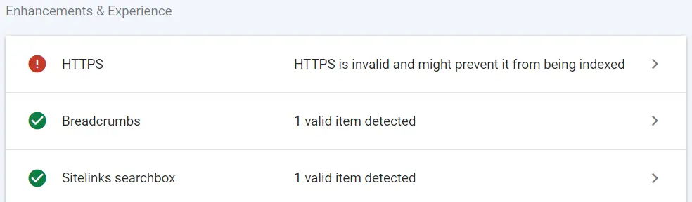 HTTPS is invalid and might prevent it from being indexed