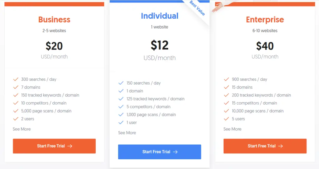 Ubersuggest paid monthly plans
