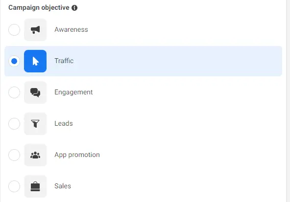Traffic objective in facebook ads