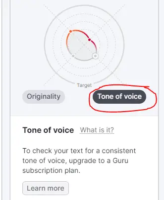 Tone of voice on SEMrush SEO writing assistant.