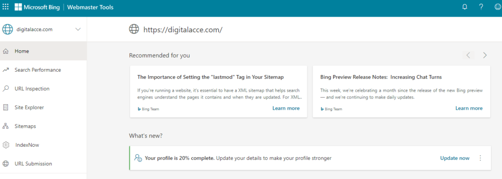 Bing webmaster tool