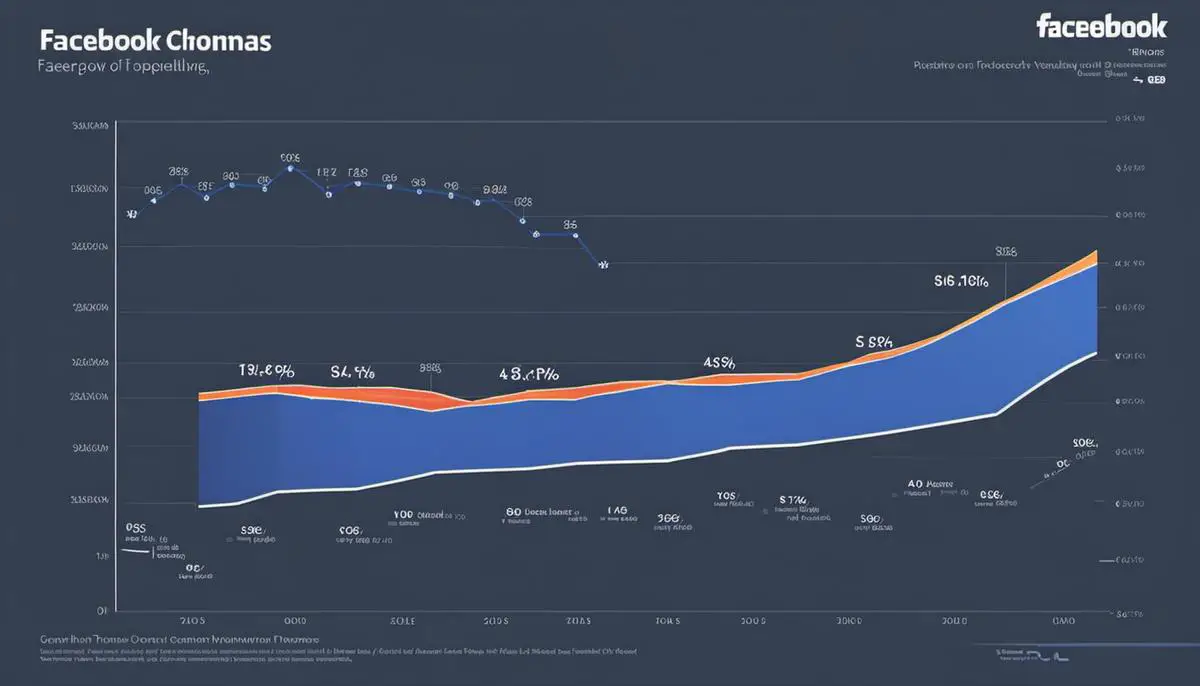 A graph showing the usage of Facebook over time, visually representing the growth and popularity of the platform.